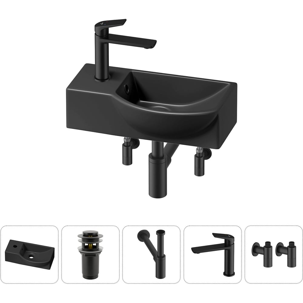 Комплект Wellsee 5 в 1 Lavinia Boho Bathroom Sink накладная/подвесная раковина 40x23 см 20216047R