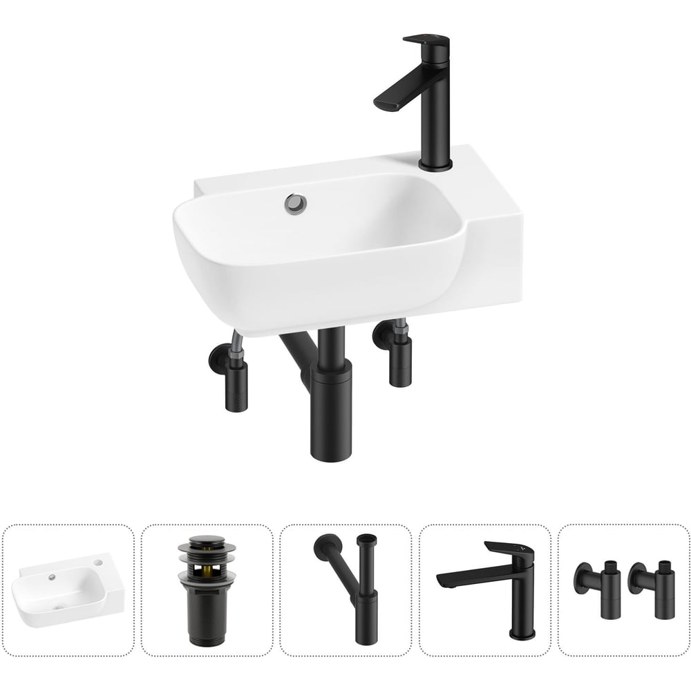 Изображение товара Комплект Wellsee 5 в 1 Lavinia Boho накладная или подвесная раковина 40x24 см