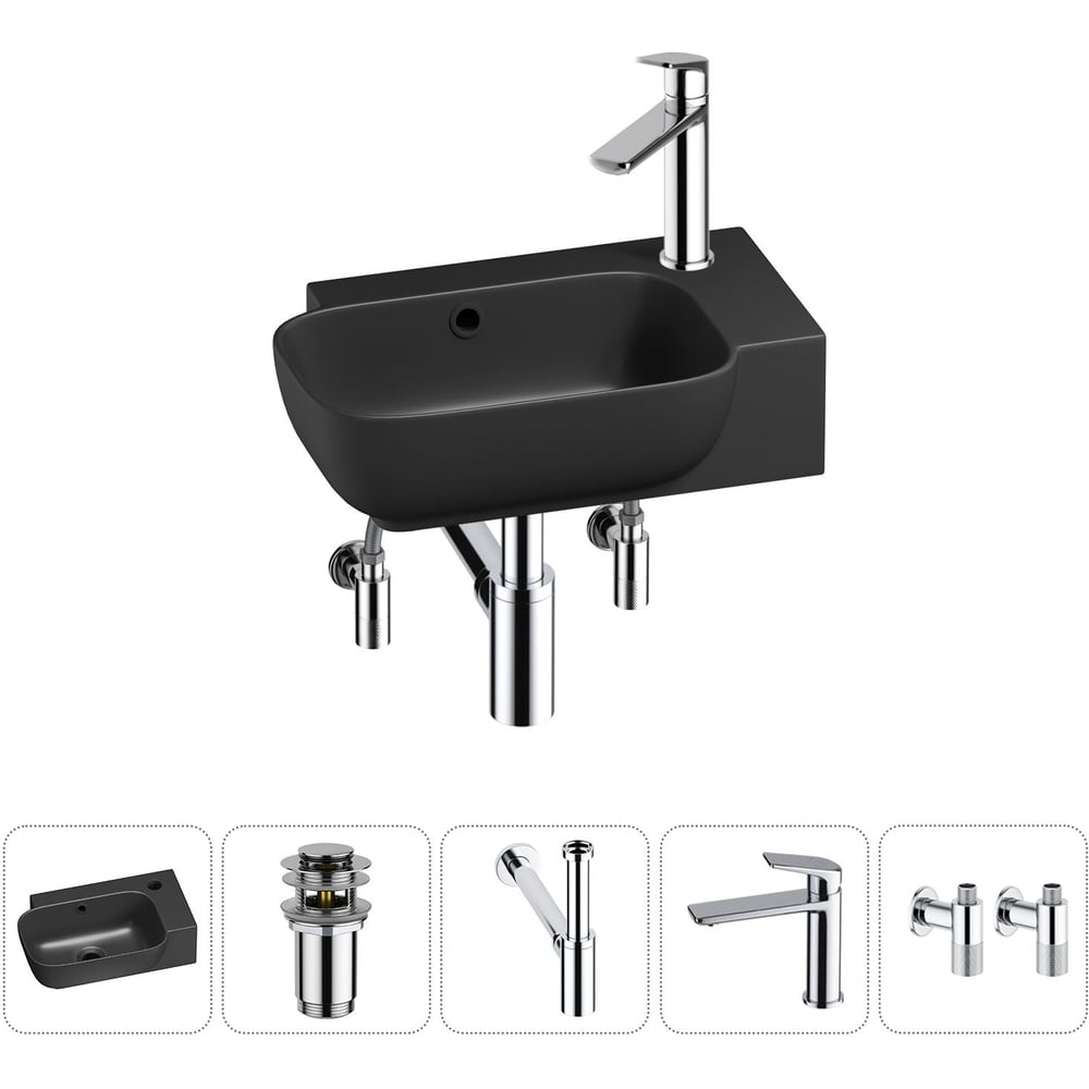 Комплект Wellsee 5 в 1 Lavinia Boho Bathroom Sink накладная/подвесная раковина 40x24 см 20216382R