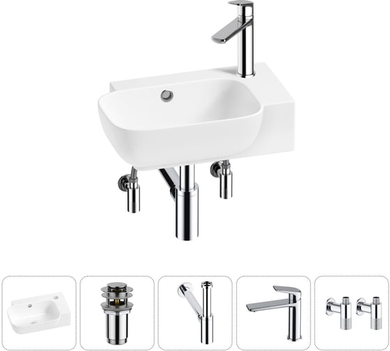 Изображение товара Комплект Wellsee 5 в 1 Lavinia Boho Bathroom Sink накладная/подвесная раковина 40x24 см 20216369R