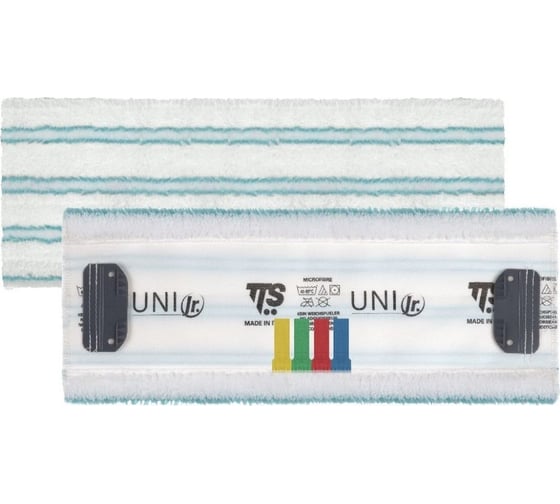 Изображение товара Насадка моп TTS серия UNI JUNIOR микрофибра, белая в зелёную полоску, основа полиэстер, 35 см 0000A510V