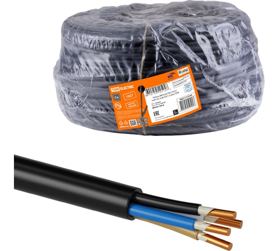 Изображение товара Кабель TDM ELECTRIC ВВГнгА-FRLS 4х2,5 окN, PE-0,66 ГОСТ 100м SQ0117-0194