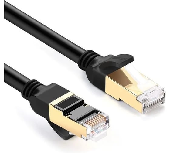 Изображение товара Кабель UGREEN NW107 11229 Cat 7 F/FTP Lan Cable. Длина: 0,5м. Цвет: черный 11229_