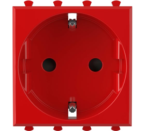 Изображение товара Розетка DKC 1-местная, 2 модуля Avanti "Красный квадрат" 16А IP20 2P+E, защитные шторки, красная 4401002