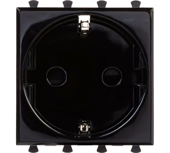 Изображение товара Розетка DKC 1-местная, 2 модуля Avanti "Черный квадрат" 16А IP20 2P+E, защитные шторки, черная 4402002