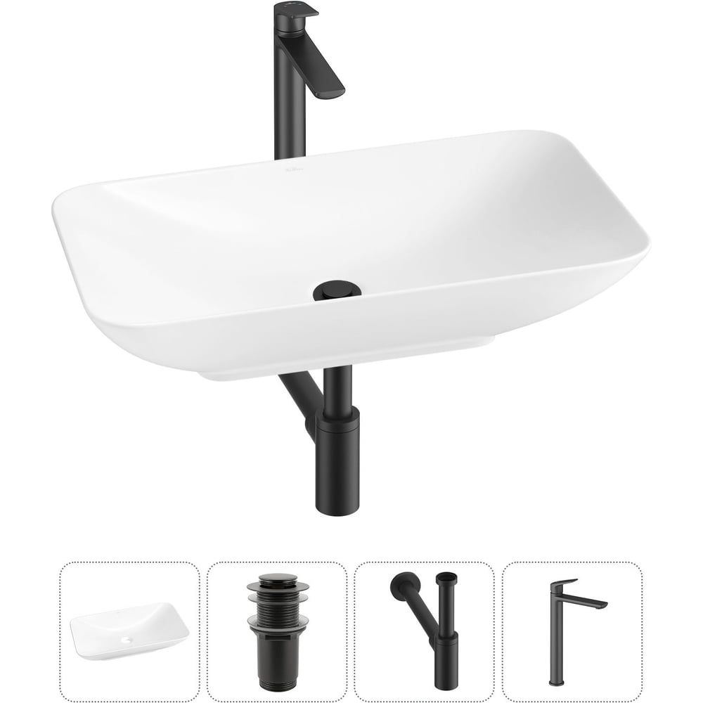 Изображение товара Акционный набор Wellsee 4 в 1 Demure накладная раковина 70x38 см