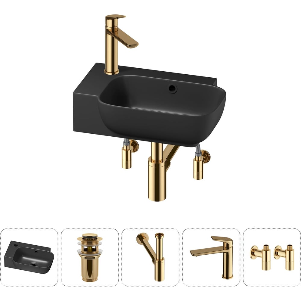 Комплект Wellsee 5 в 1 Lavinia Boho Bathroom Sink накладная/подвесная раковина 40x24 см 20216412R