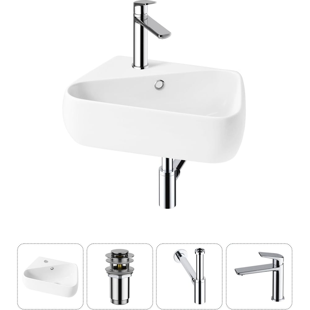 Комплект Wellsee 4 в 1 Lavinia Boho Bathroom Sink накладная/подвесная раковина 44x27 см 20216589R