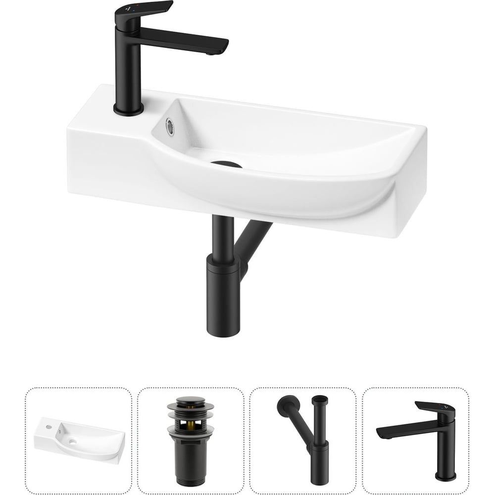 Комплект Wellsee 4 в 1 Lavinia Boho Bathroom Sink накладная/подвесная раковина 50x24 см 20216142R