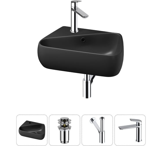 Изображение товара Комплект Wellsee 4 в 1 Lavinia Boho Bathroom Sink накладная/подвесная раковина 44x27 см 20216603R