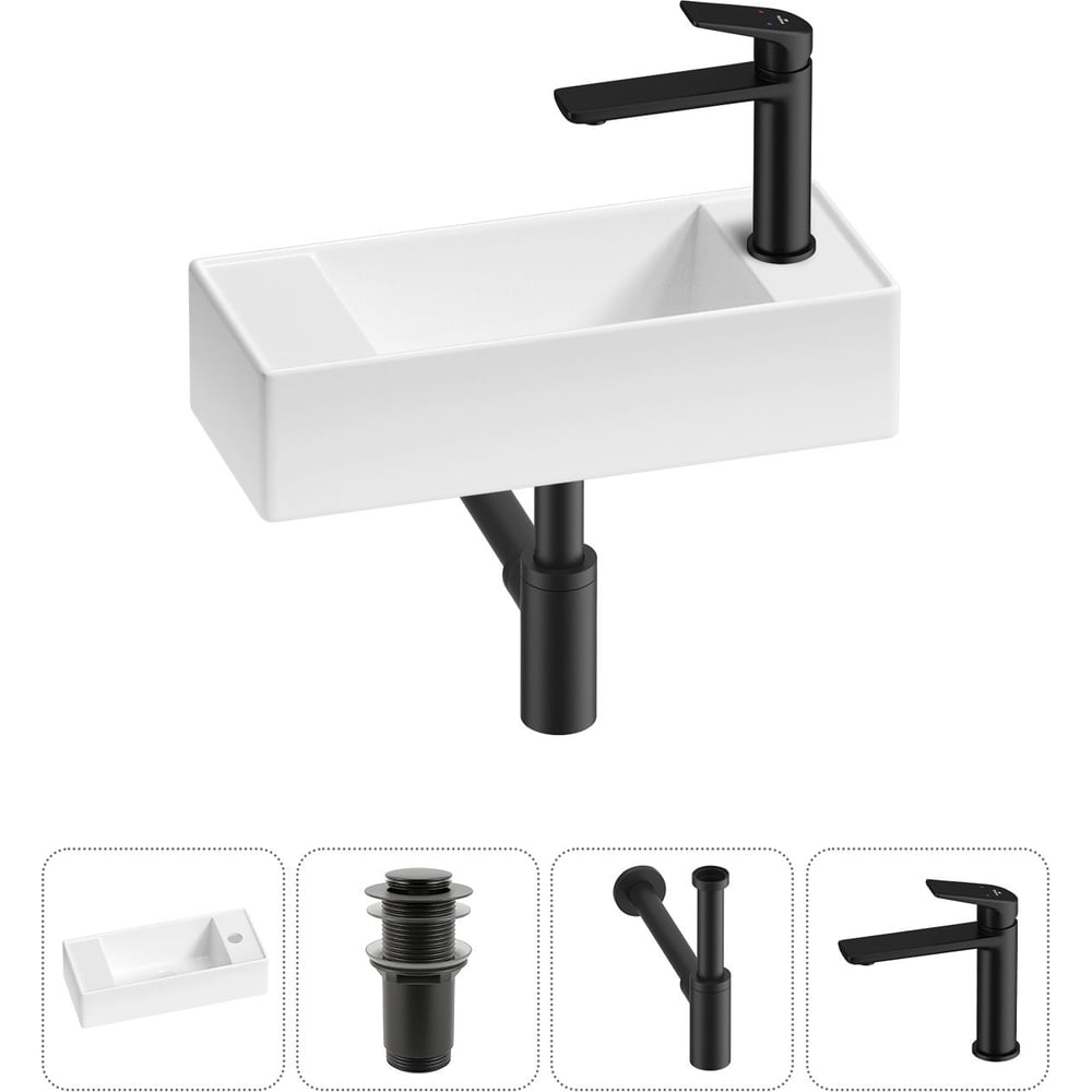 Изображение товара Комплект Wellsee Lavinia Boho раковина 43x18 см с латунным смесителем