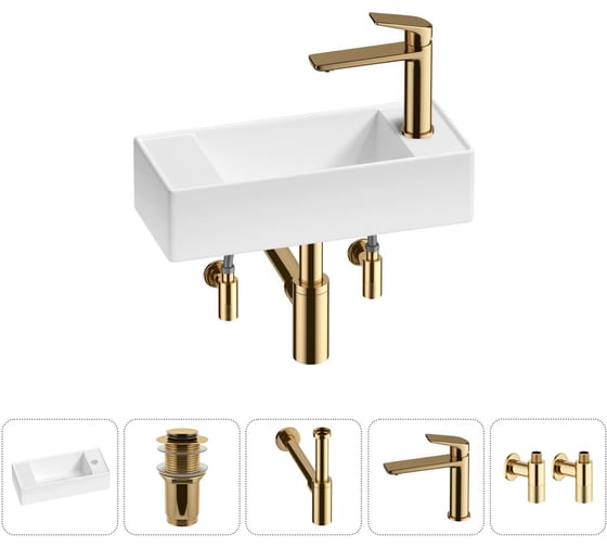 Изображение товара Комплект Wellsee 5 в 1 Lavinia Boho Bathroom Sink накладная/подвесная раковина 43x18 см 20216259R