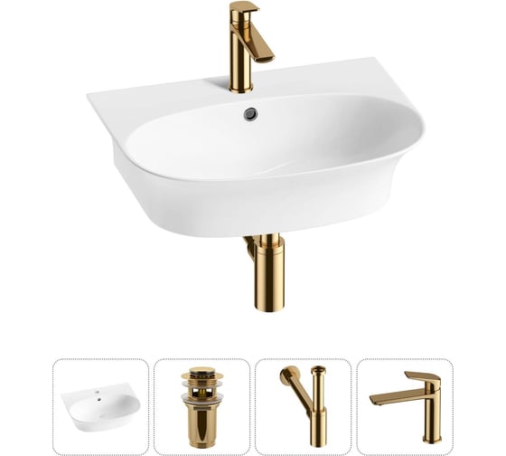 Изображение товара Комплект Wellsee 4 в 1 Lavinia Boho Bathroom Sink накладная/подвесная раковина 55x43 см 20216703R