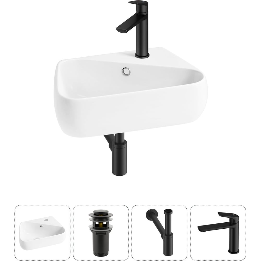 Изображение товара Комплект Wellsee 4 в 1 Lavinia Boho раковина для ванной 44x27 см с смесителем