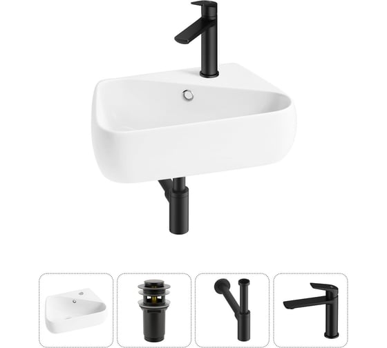 Изображение товара Комплект Wellsee 4 в 1 Lavinia Boho Bathroom Sink накладная/подвесная раковина 44x27 см 20216618R
