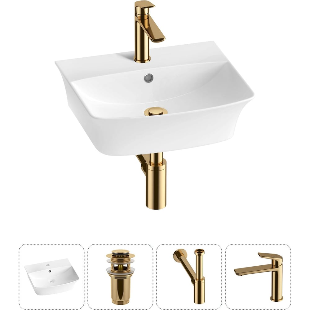 Комплект Wellsee 4 в 1 Lavinia Boho Bathroom Sink накладная/подвесная раковина 45x40 см 20216759R
