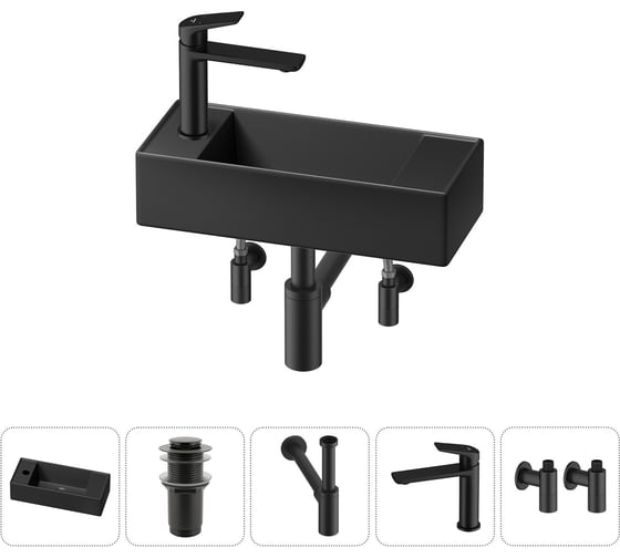 Изображение товара Комплект Wellsee 5 в 1 Lavinia Boho Bathroom Sink накладная/подвесная раковина 43x18 см 20216299R