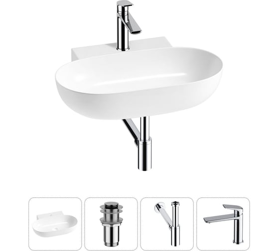 Изображение товара Комплект Wellsee 4 в 1 Lavinia Boho Bathroom Sink накладная/подвесная раковина 58x40 см 20215135R