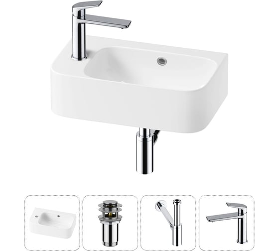 Изображение товара Комплект Wellsee 4 в 1 Lavinia Boho Bathroom Sink накладная/подвесная раковина 45x27 см 20216477R