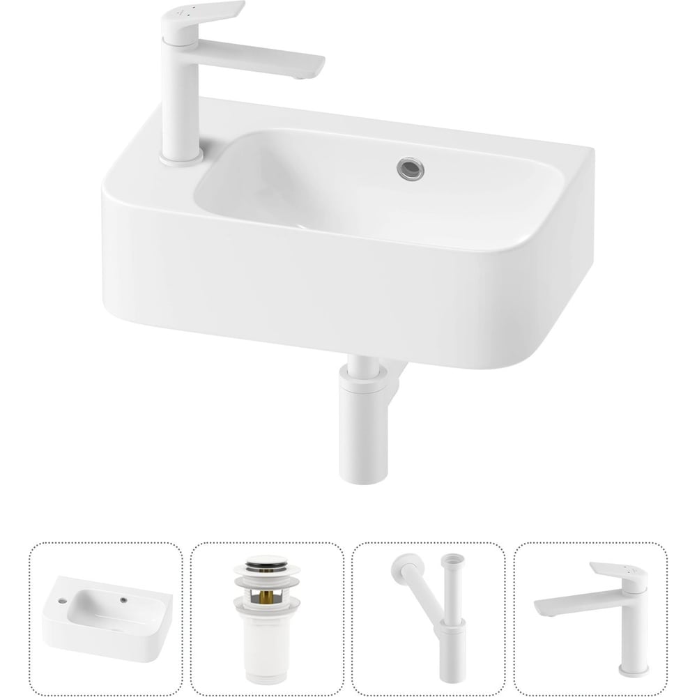 Изображение товара Комплект Wellsee 4 в 1 Lavinia Boho Bathroom Sink накладная раковина белая 45x27 см