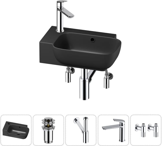 Изображение товара Комплект Wellsee 5 в 1 Lavinia Boho Bathroom Sink накладная/подвесная раковина 40x24 см 20216410R