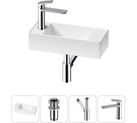 Изображение товара Комплект Wellsee 4 в 1 Lavinia Boho Bathroom Sink накладная/подвесная раковина 43x18 см 20216281R