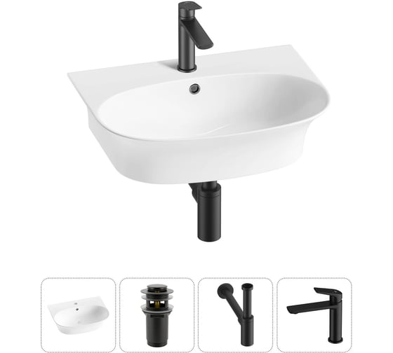 Изображение товара Комплект Wellsee 4 в 1 Lavinia Boho Bathroom Sink накладная/подвесная раковина 55x43 см 20216702R