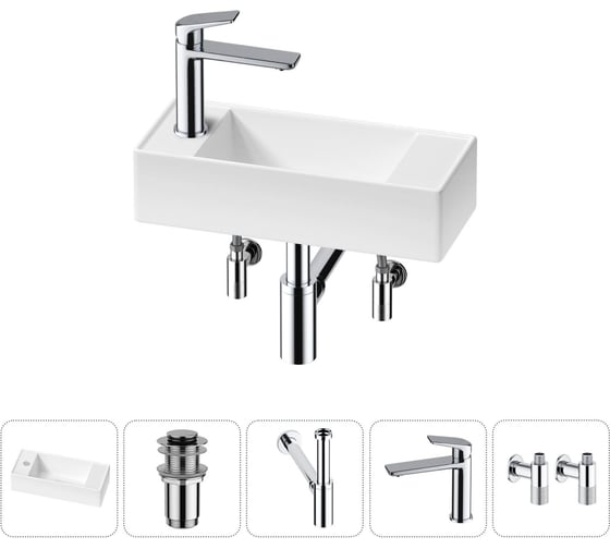 Изображение товара Комплект Wellsee 5 в 1 Lavinia Boho Bathroom Sink накладная/подвесная раковина 43x18 см 20216285R