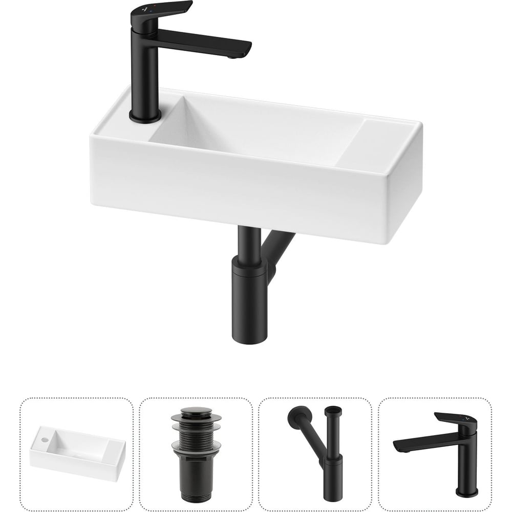 Комплект Wellsee 4 в 1 Lavinia Boho Bathroom Sink накладная/подвесная раковина 43x18 см 20216282R