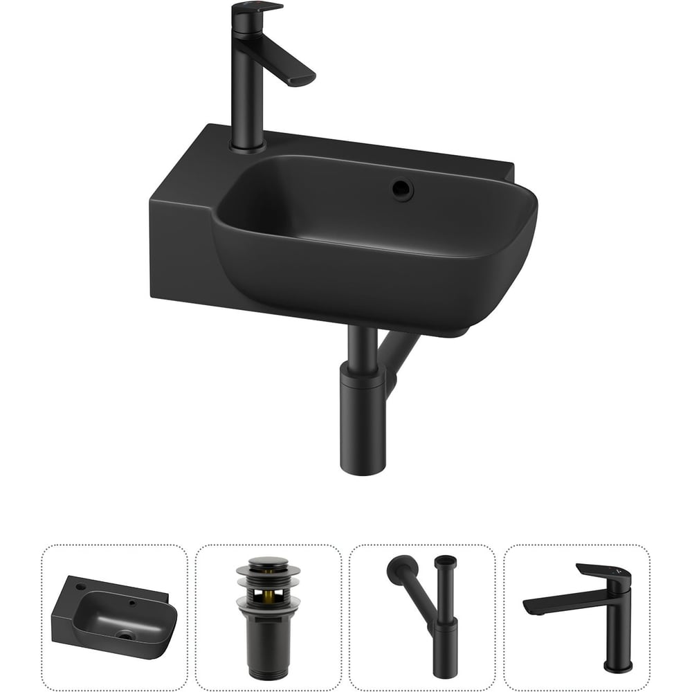 Изображение товара Wellsee 4 в 1 Lavinia Boho Комплект накладная раковина с сифон и смесителем 40x24 см