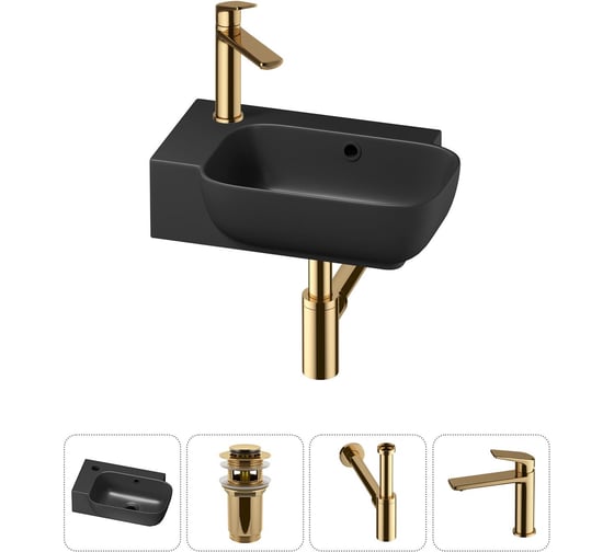 Изображение товара Комплект Wellsee 4 в 1 Lavinia Boho Bathroom Sink накладная/подвесная раковина 40x24 см 20216409R
