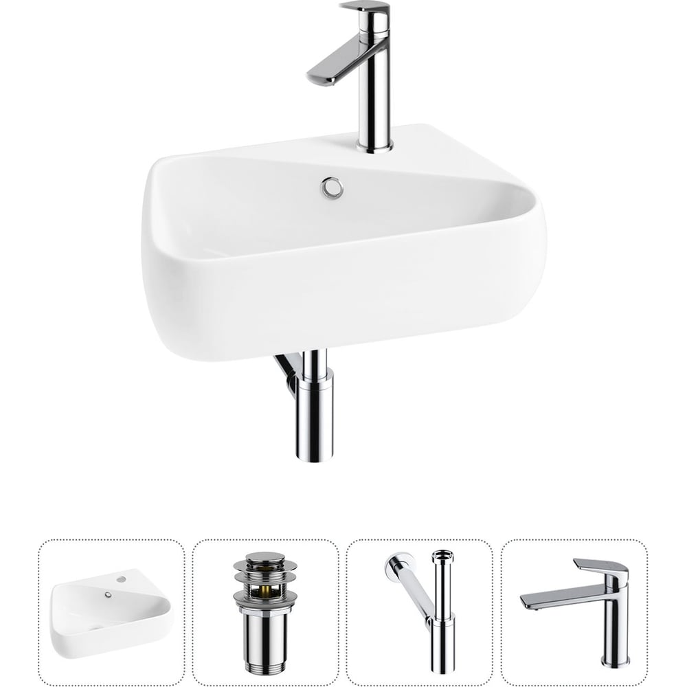 Комплект Wellsee 4 в 1 Lavinia Boho Bathroom Sink накладная/подвесная раковина 44x27 см 20216617R