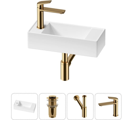 Изображение товара Комплект Wellsee 4 в 1 Lavinia Boho Bathroom Sink накладная/подвесная раковина 43x18 см 20216283R