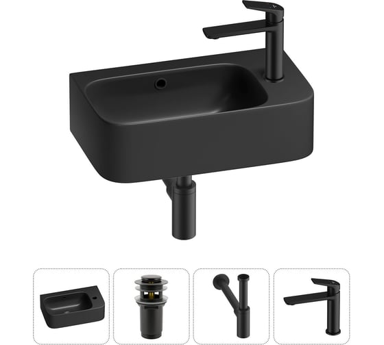 Изображение товара Комплект Wellsee 4 в 1 Lavinia Boho Bathroom Sink накладная/подвесная раковина 45x27 см 20216520R