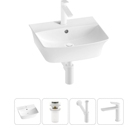 Изображение товара Комплект Wellsee 4 в 1 Lavinia Boho Bathroom Sink накладная/подвесная раковина 45x40 см 20216760R