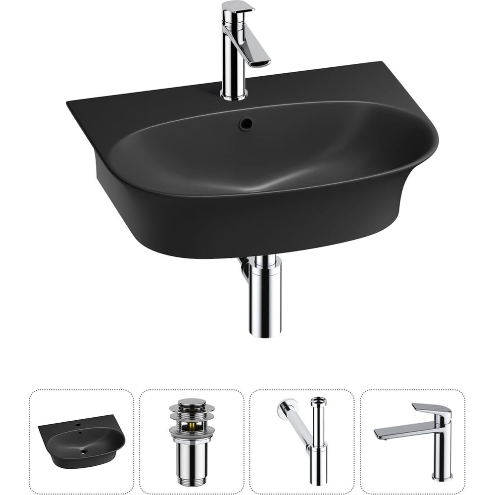 Комплект Wellsee 4 в 1 Lavinia Boho Bathroom Sink накладная/подвесная раковина 55x43 см 20216715R