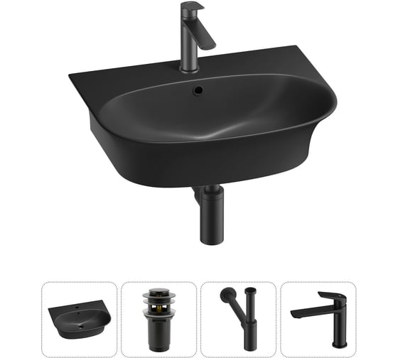 Изображение товара Комплект Wellsee 4 в 1 Lavinia Boho Bathroom Sink накладная/подвесная раковина 55x43 см 20216716R