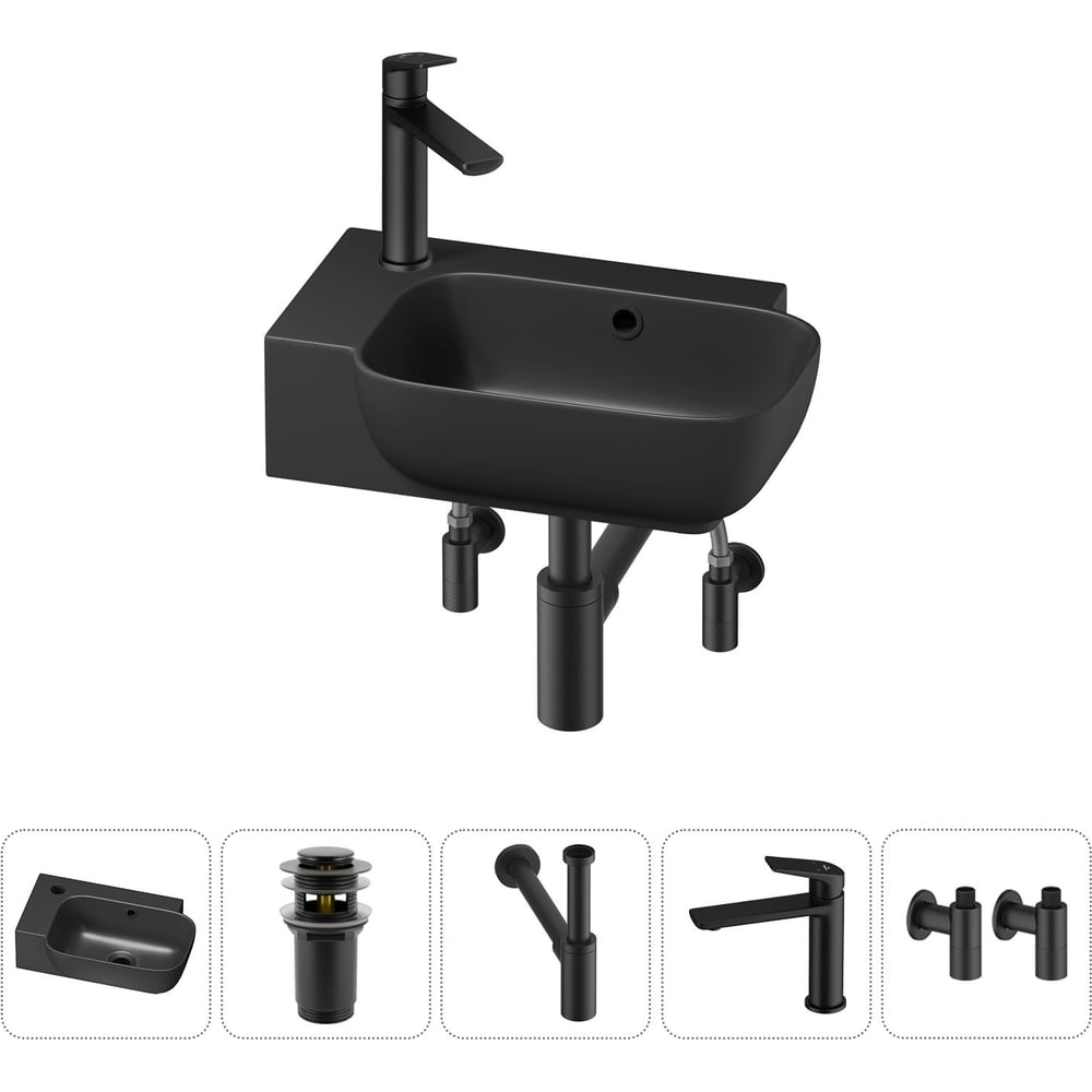 Комплект Wellsee 5 в 1 Lavinia Boho Bathroom Sink накладная/подвесная раковина 40x24 см 20216411R