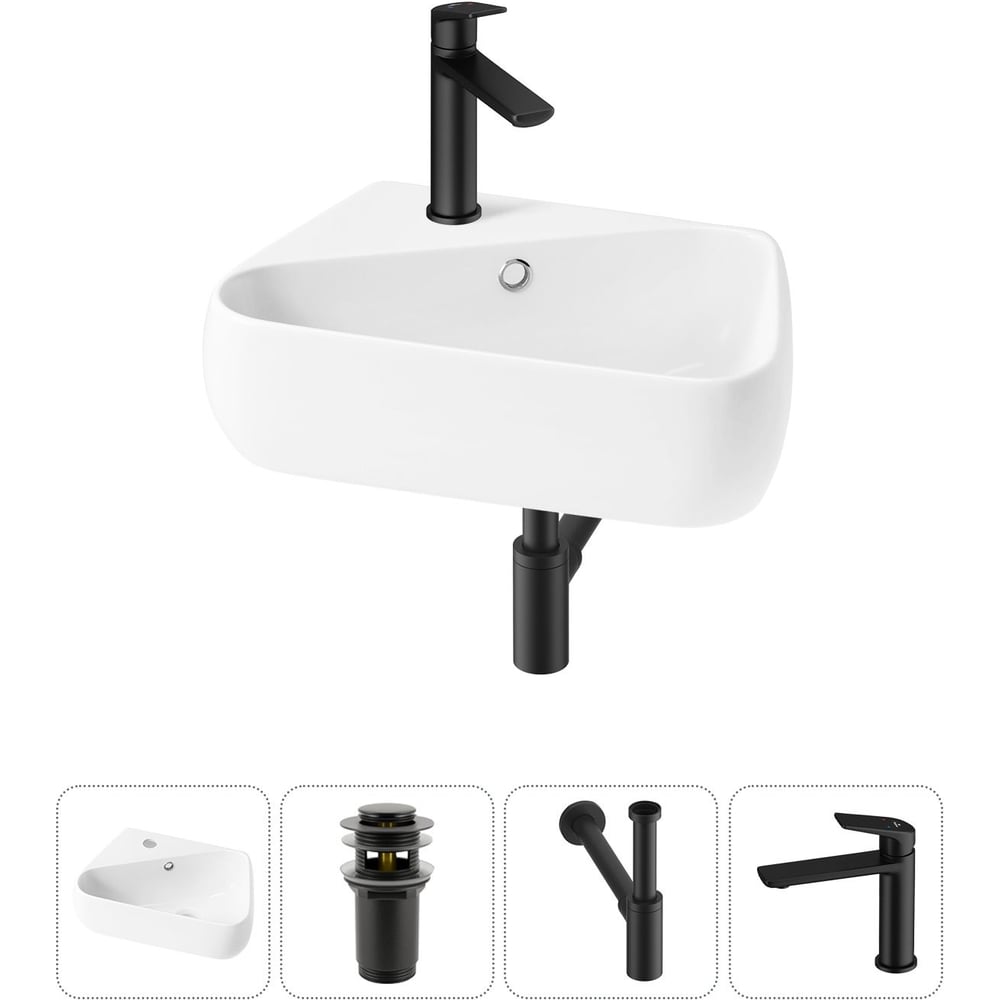 Комплект Wellsee 4 в 1 Lavinia Boho Bathroom Sink накладная/подвесная раковина 44x27 см 20216590R