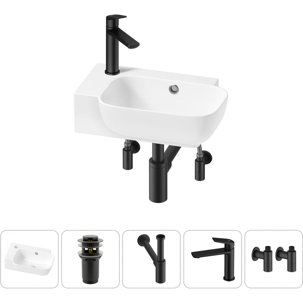 Комплект Wellsee 5 в 1 Lavinia Boho Bathroom Sink накладная/подвесная раковина 40x24 см 20216398R