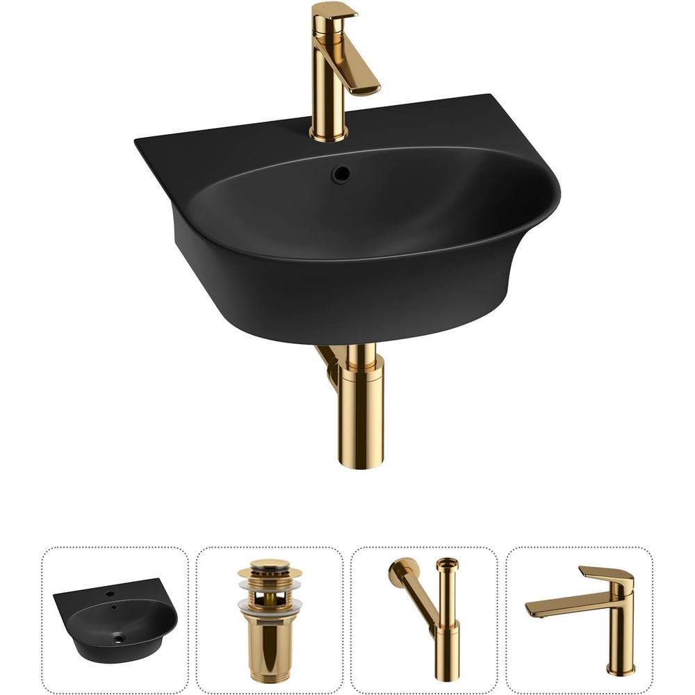 Комплект Wellsee 4 в 1 Lavinia Boho Bathroom Sink накладная/подвесная раковина 46x41 см 20216689R