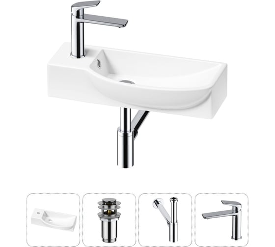 Изображение товара Комплект Wellsee 4 в 1 Lavinia Boho Bathroom Sink накладная/подвесная раковина 50x24 см 20216141R