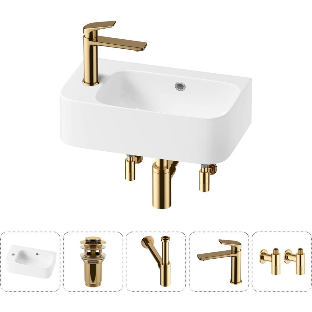 Изображение товара Комплект Wellsee 5 в 1 Lavinia Boho Bathroom Sink 45x27 см Изображение товара Комплект Wellsee 5 в 1 Lavinia Boho Bathroom Sink 45x27 см