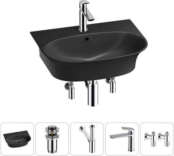 Изображение товара Комплект Wellsee 5 в 1 Lavinia Boho Bathroom Sink накладная/подвесная раковина 55x43 см 20216718R