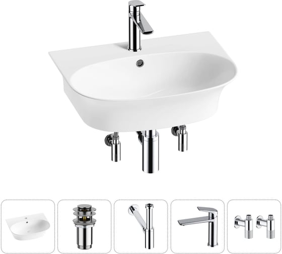 Изображение товара Комплект Wellsee 5 в 1 Lavinia Boho Bathroom Sink накладная/подвесная раковина 55x43 см 20216705R