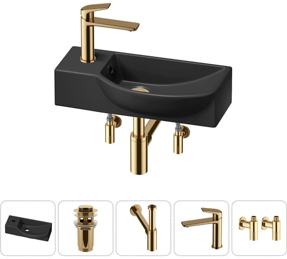 Изображение товара Комплект Wellsee 5 в 1 Lavinia Boho Bathroom Sink накладная/подвесная раковина 45x24 см 20216104R