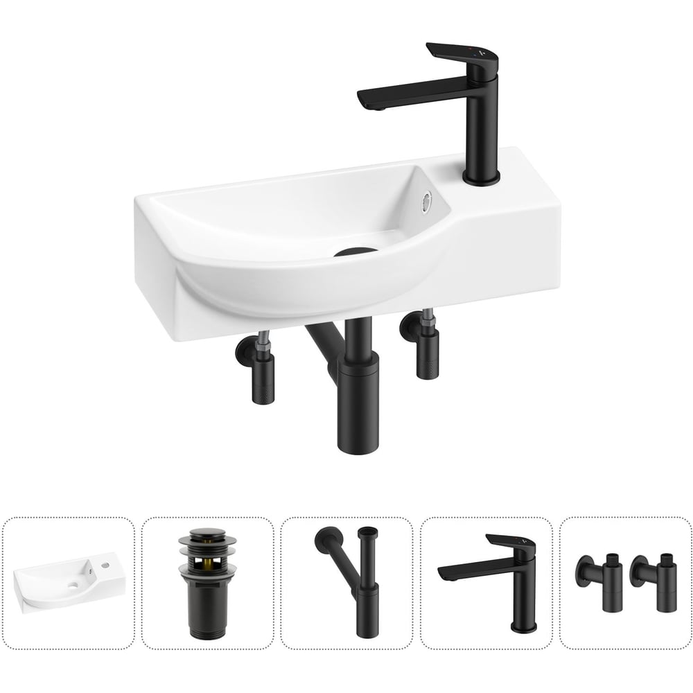 Изображение товара Раковина Lavinia 5 в 1 (Wellsee) - накладная/подвесная, 45x24 см, белая
