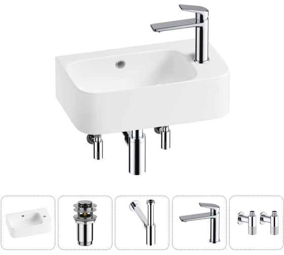 Изображение товара Комплект Wellsee 5 в 1 Lavinia Boho Bathroom Sink накладная/подвесная раковина 45x27 см 20216509R