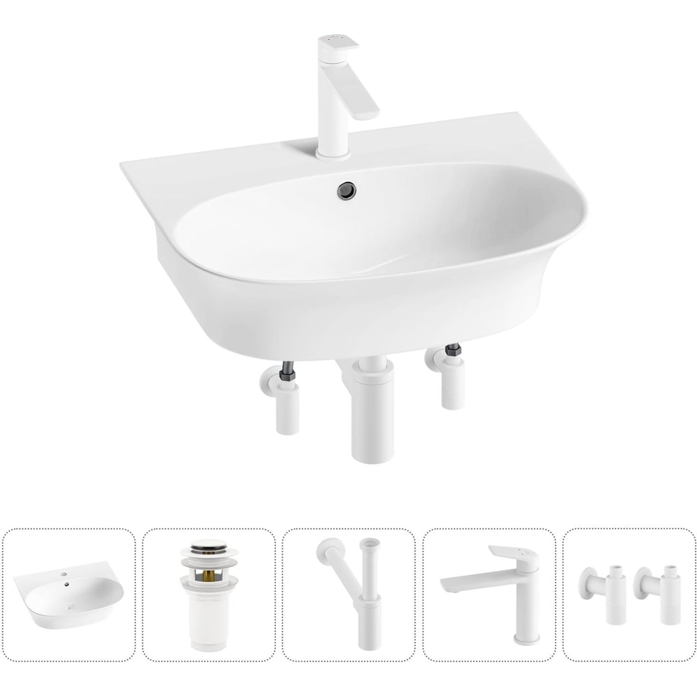 Изображение товара Комплект раковина и сантехнические элементы Wellsee Lavinia Boho 55х43 см