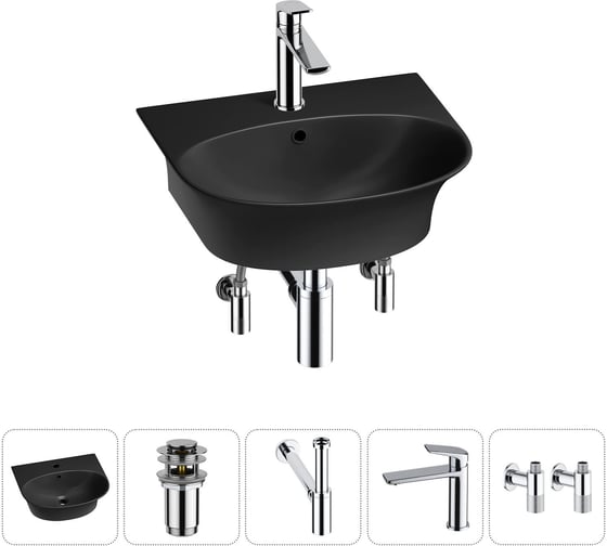Изображение товара Комплект Wellsee 5 в 1 Lavinia Boho Bathroom Sink накладная/подвесная раковина 46x41 см 20216690R